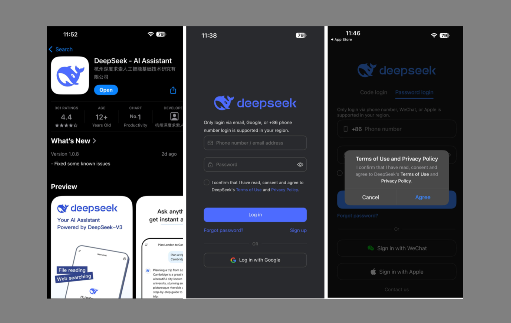 Proses login DeepSeek termudah di ponsel