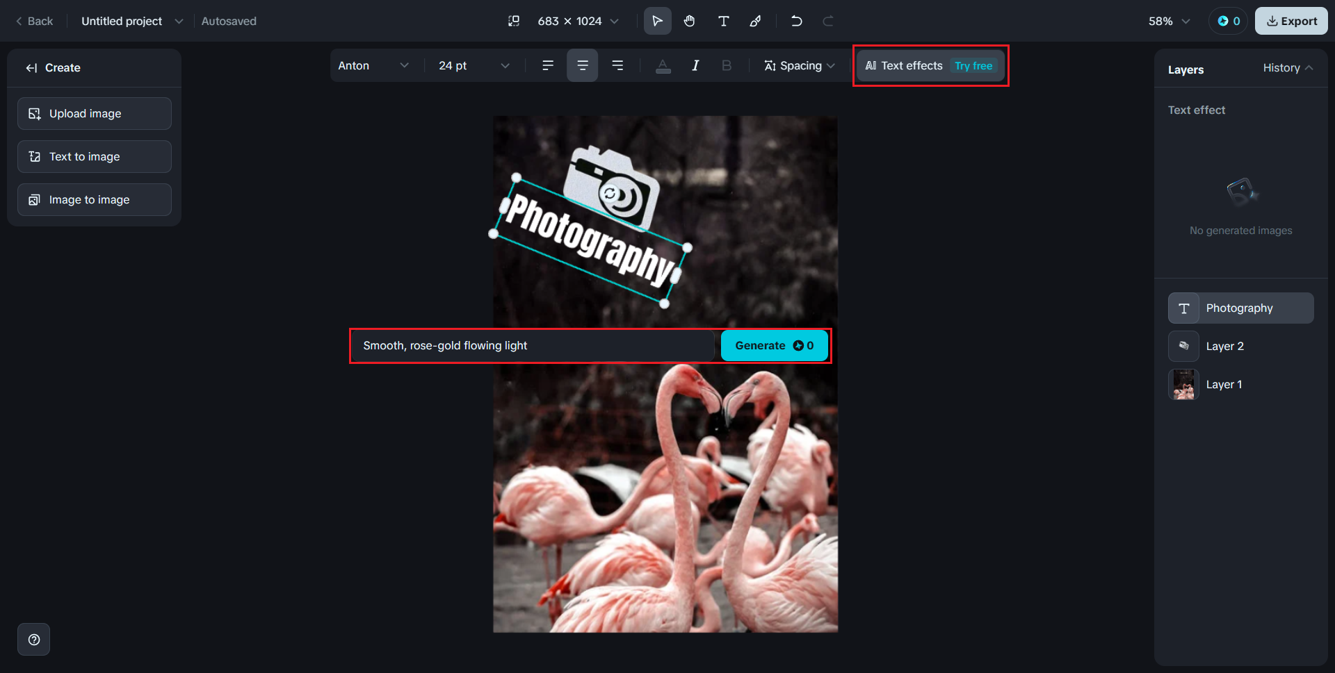 เพิ่มเอฟเฟกต์ข้อความ AI