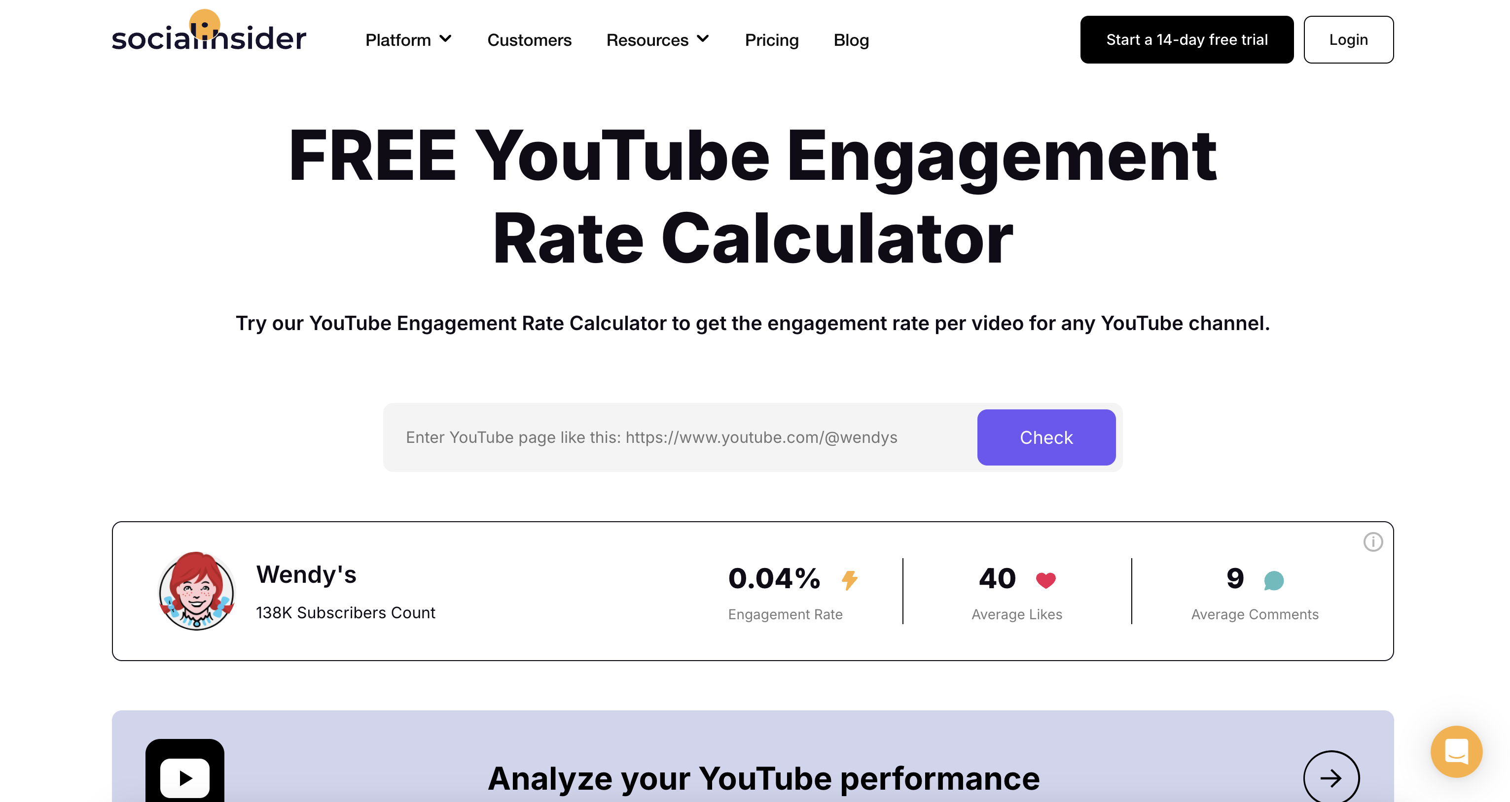 Sociální insider YouTube míra angažovanosti checker