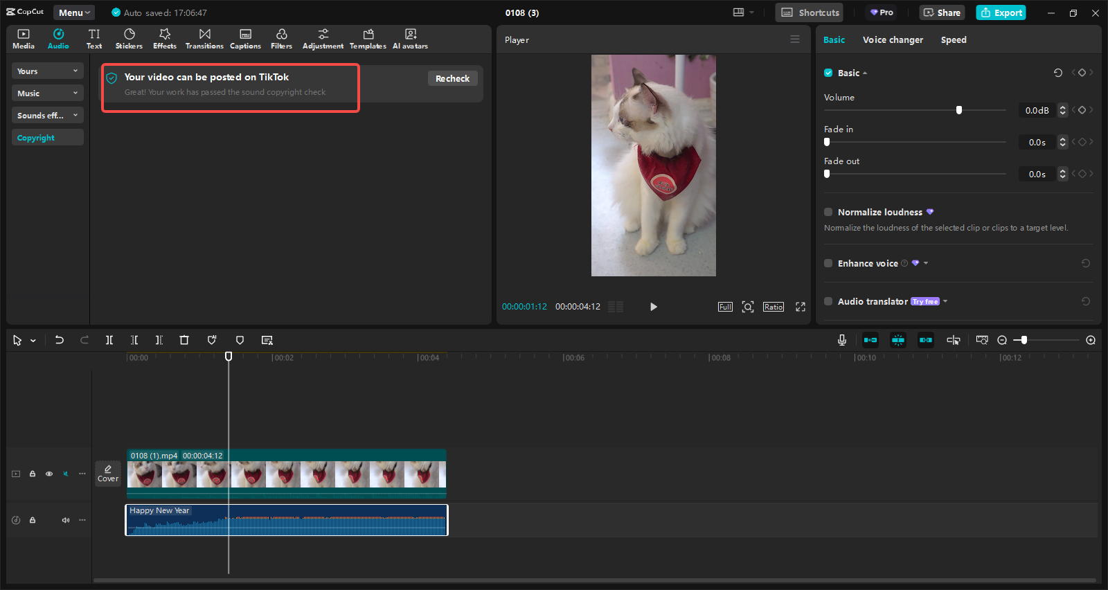 Get the final result of copyright