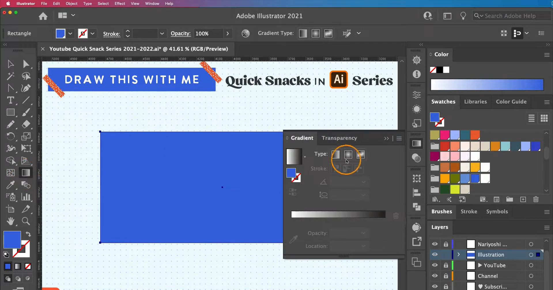 Création d'un arrière-plan dégradé pour utiliser l'effet de grain dans Illustrator