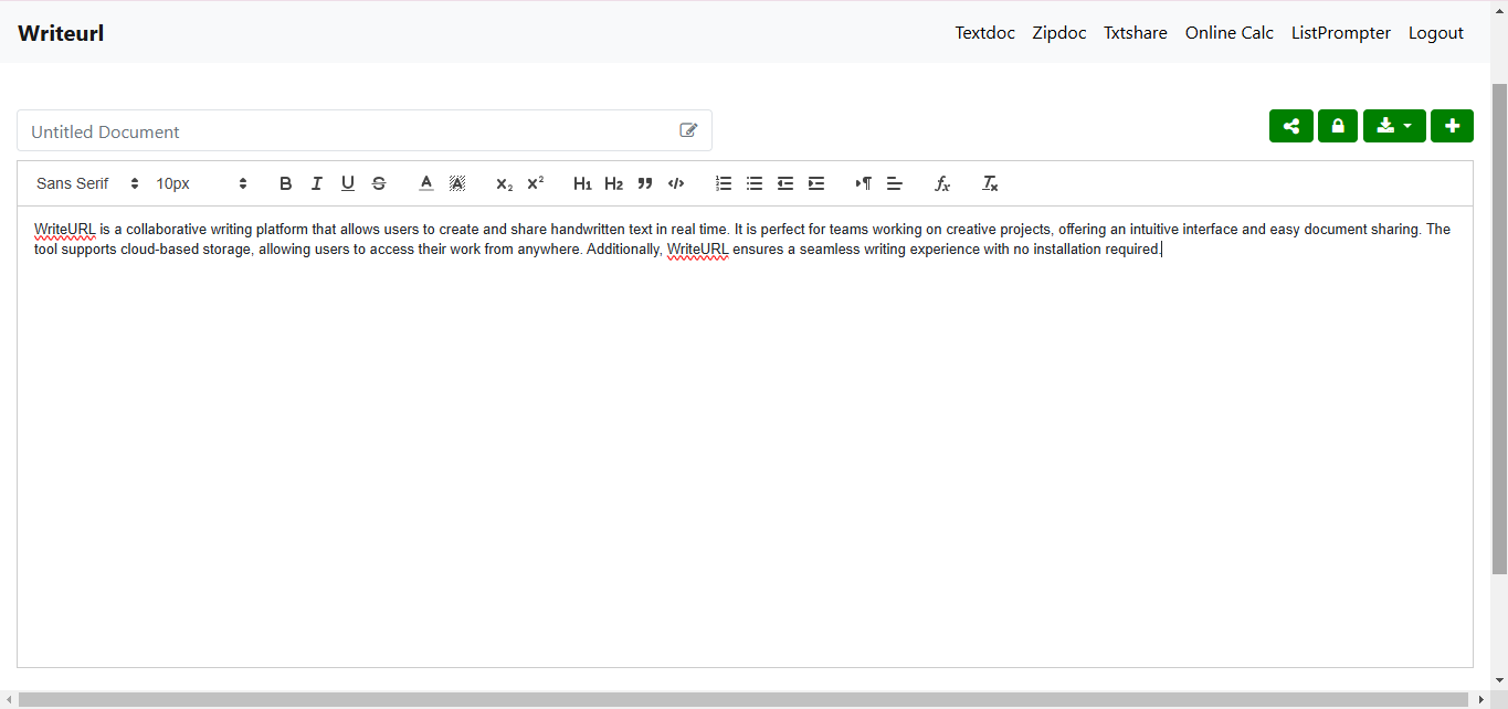 Antara muka WriteURL - platform yang ideal untuk menulis teks tulisan tangan dalam talian