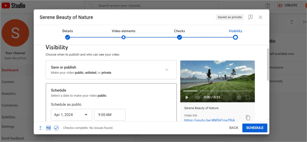 Alat penjadwalan YouTube untuk unggahan video reguler.