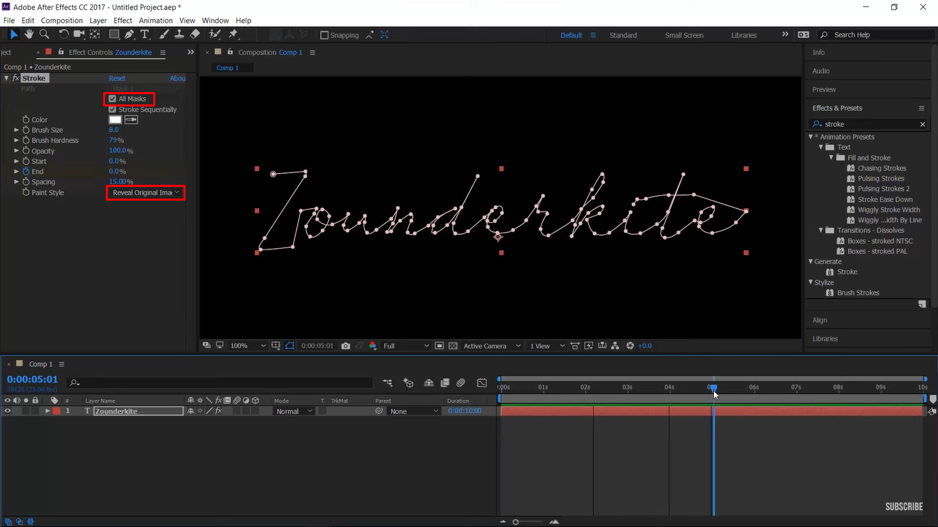 Animation de l'effet d'écriture de texte dans After Effects