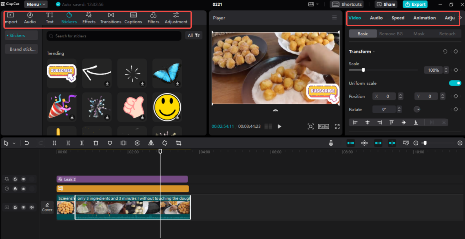 Videoyu CapCut anahtar kelimelere göre düzenleme