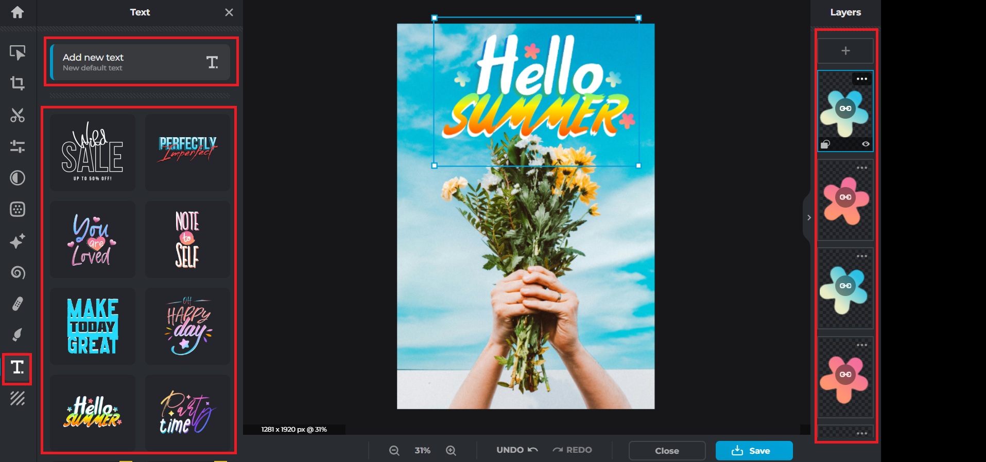 Insert text using templates