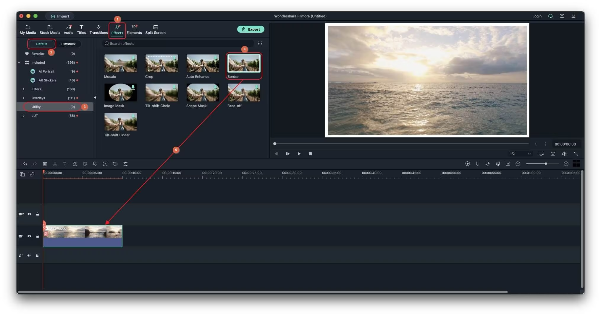 Interface of Filmora - ο καλύτερος τρόπος για να αποκτήσετε δωρεάν επικαλύψεις πλαισίων 8mm