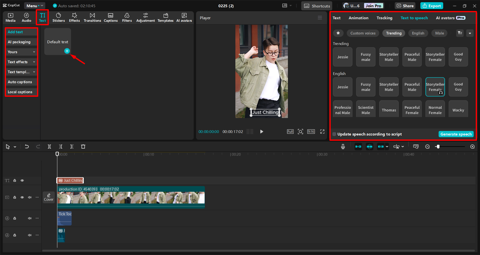 Adding text and generating AI voices for videos in the CapCut desktop video editor