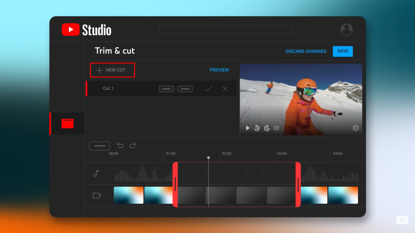 Splitting and trimming video from the middle in the YouTube video editor