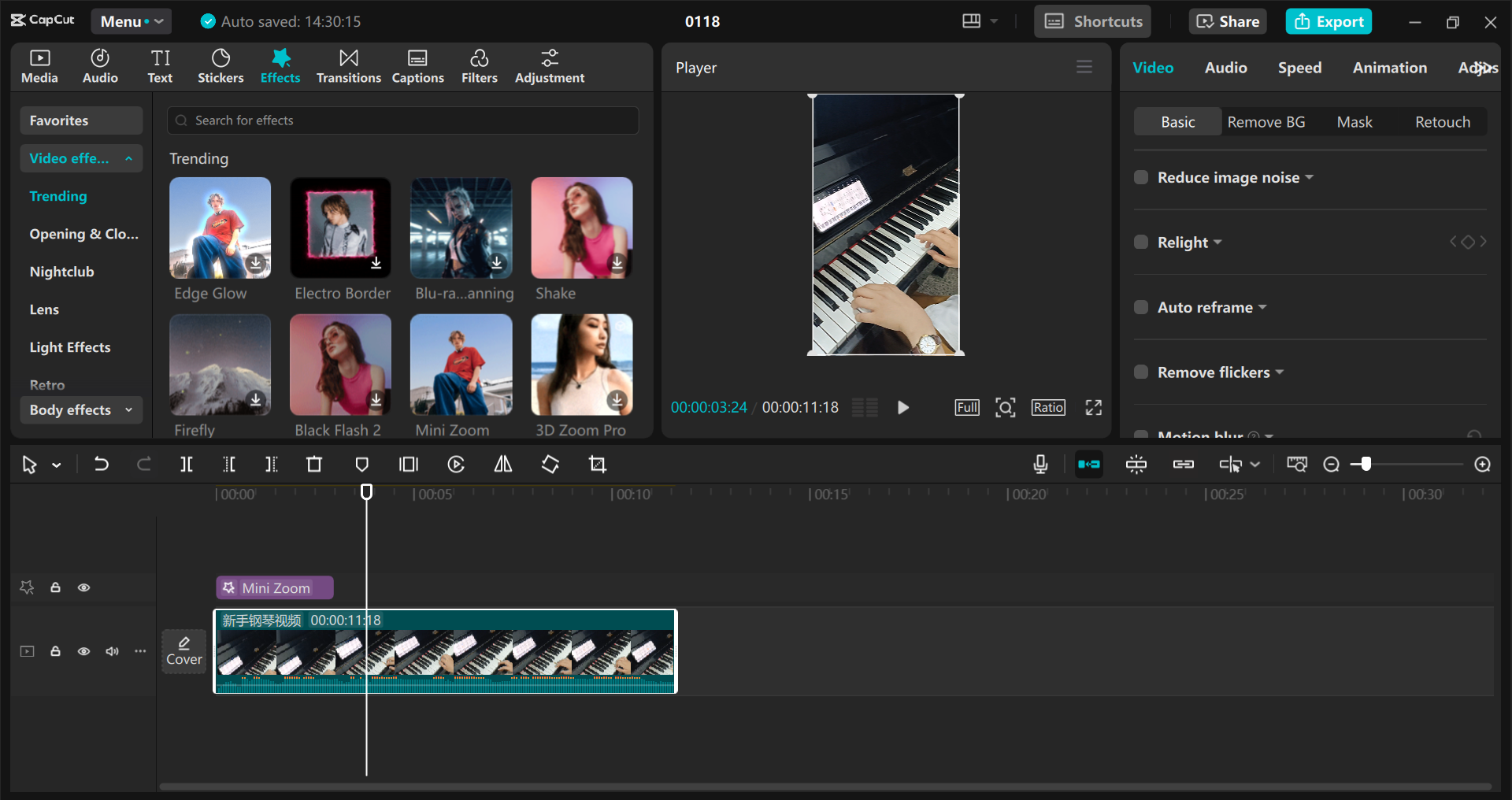 Editing interface of the CapCut desktop video editor - a perfect tool to make captivating Trueview ads for YouTube
