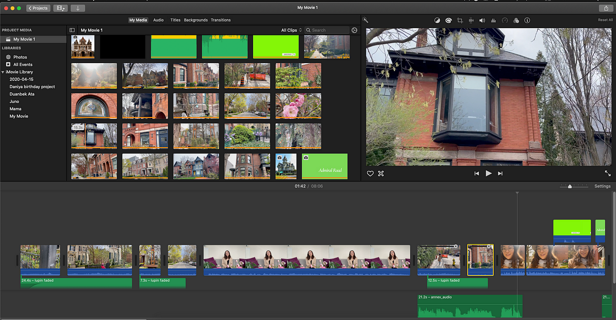 Interface of iMovie - a reliable video editor for IG reels