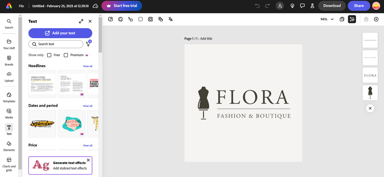 นักออกแบบโลโก้แฟชั่น Adobe Express