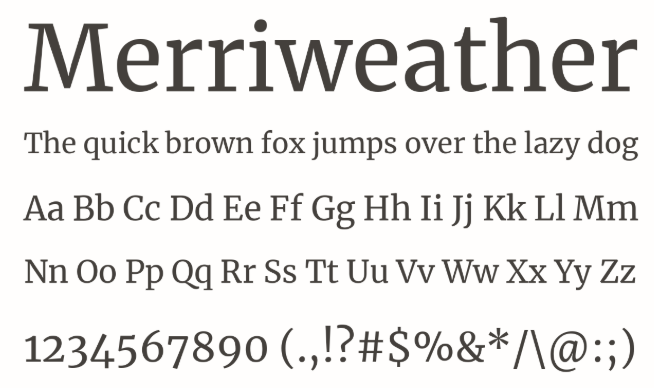5 fon unik untuk menulis teks dalam talian: Merriweather