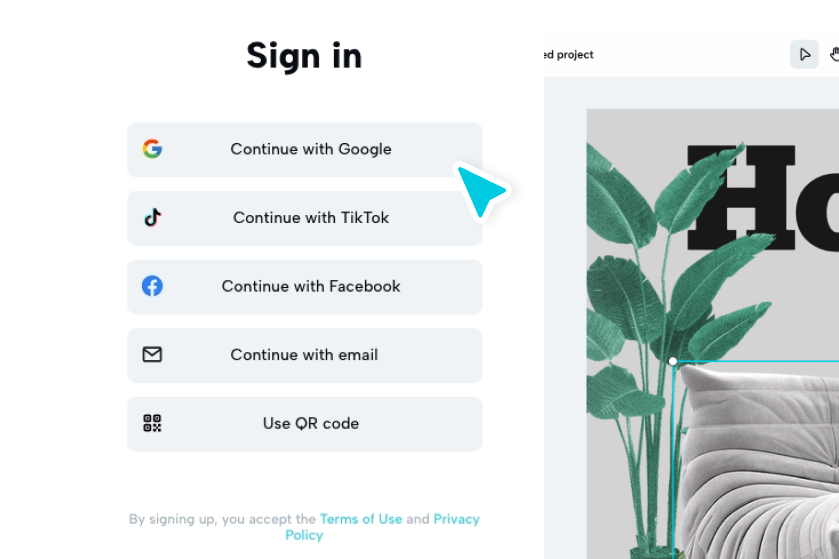  Log in and choose a template