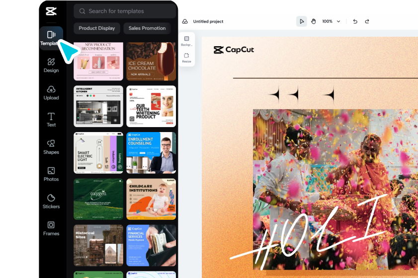 Accede a CapCut y selecciona plantilla