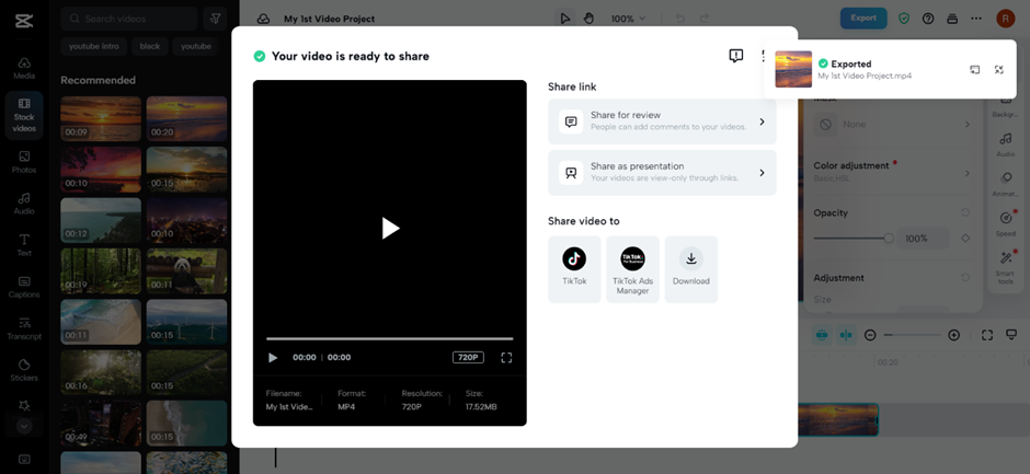 Export and share videos in CapCut