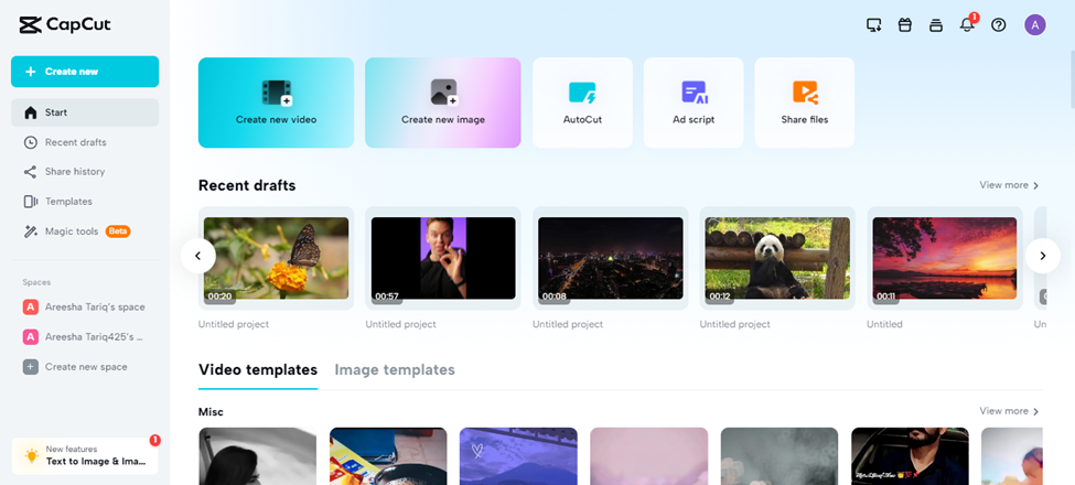 Sign up and start a new project