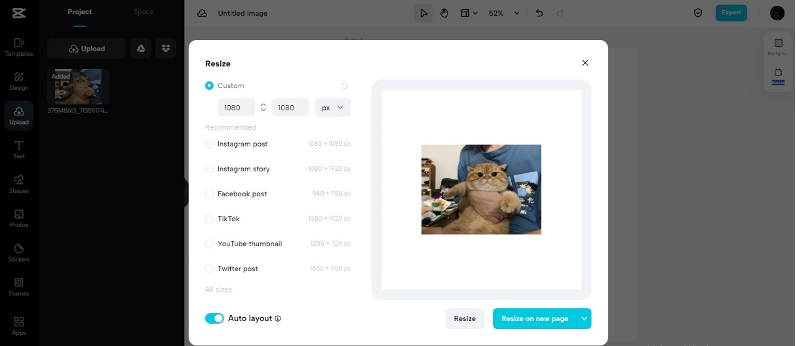 select the desired size
