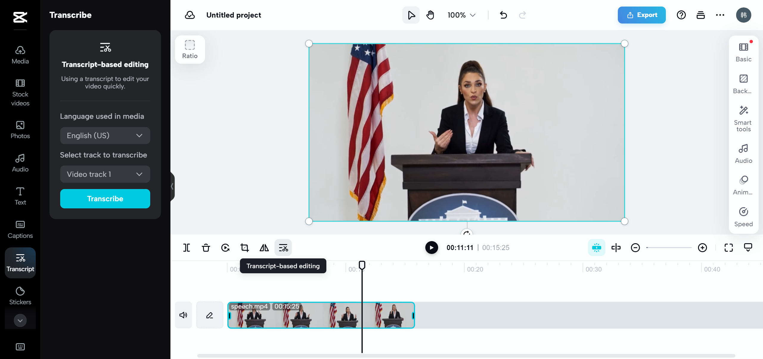 Transcript-based editing