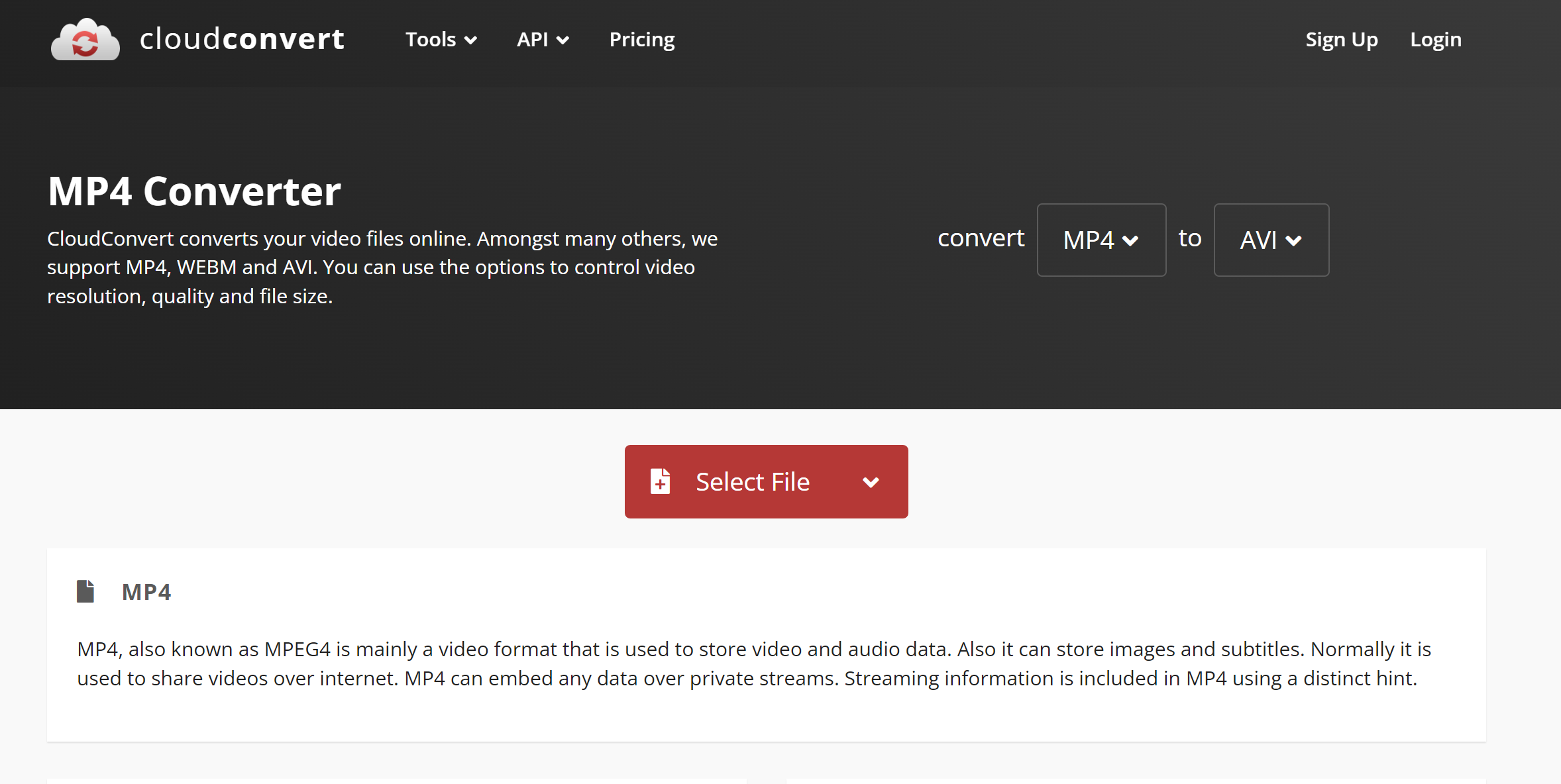 cloudconvert mp4 to avi