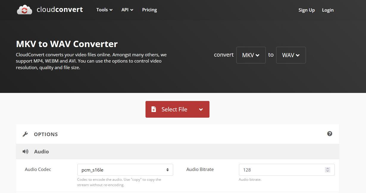 cloudconvert mkv to wav