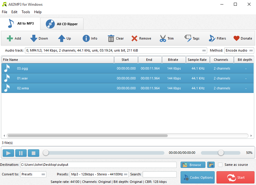 All2MP3 WAV to MP3 converter free