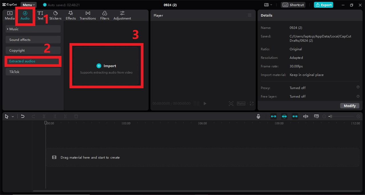Import FLV files to CapCut