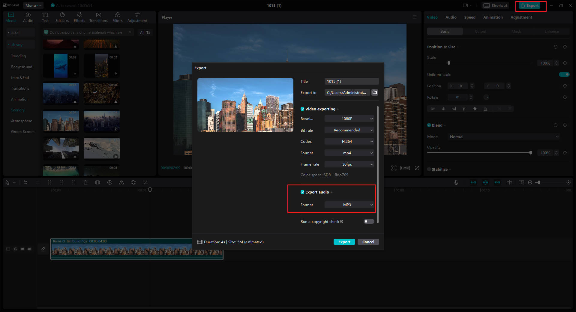 Export your WebM file into MP3