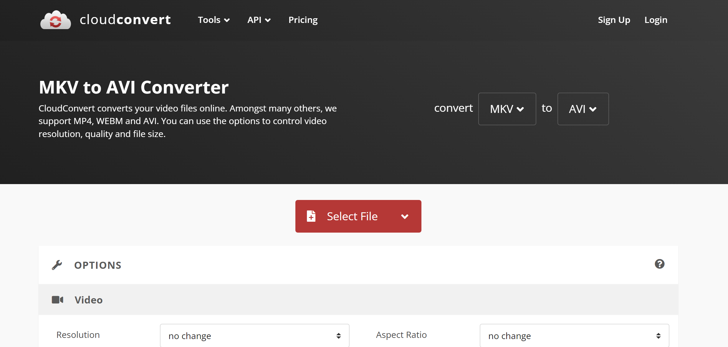 cloudconvert mkv to avi