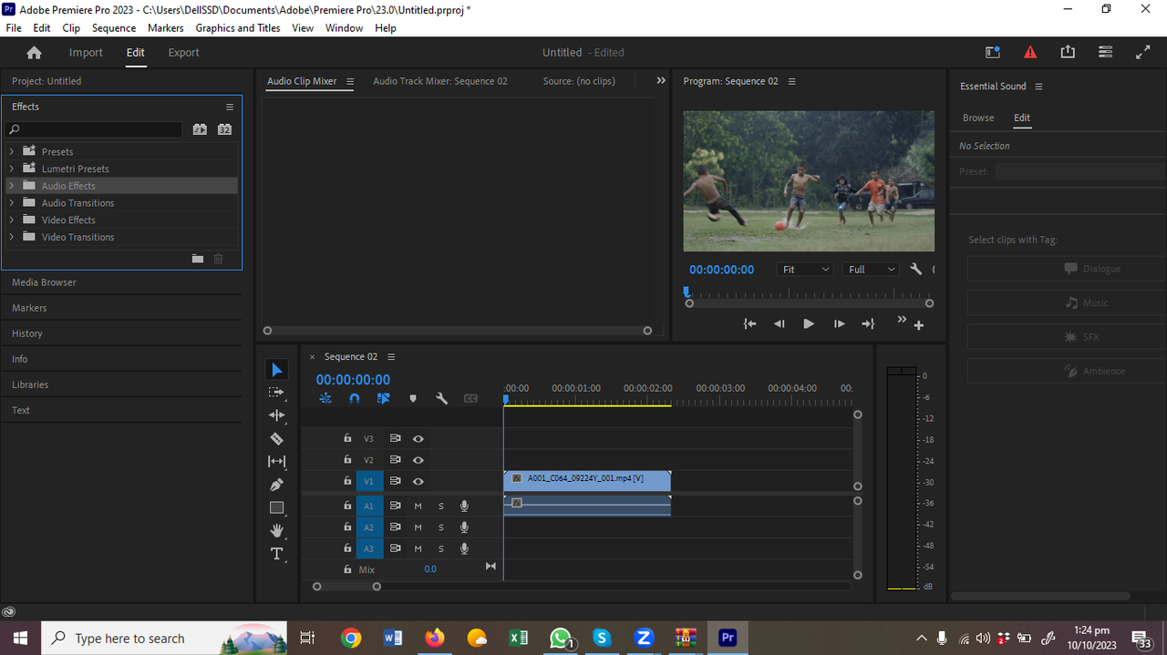 Drag the target clip on the timeline, click Audio Effect DeNoise