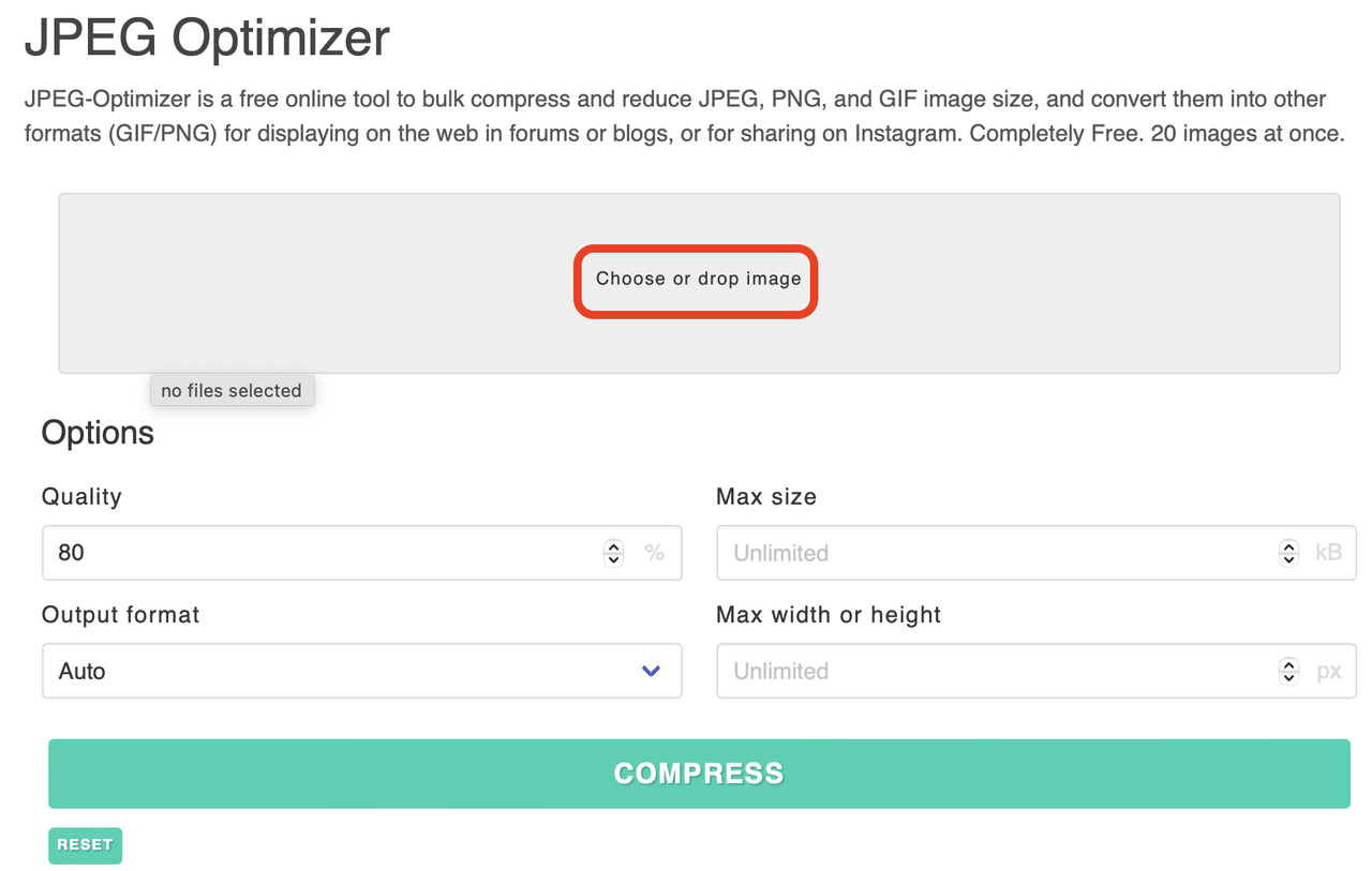 jpeg optimizer step 1