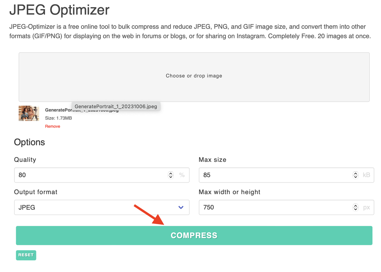 jpeg optimizer step 3