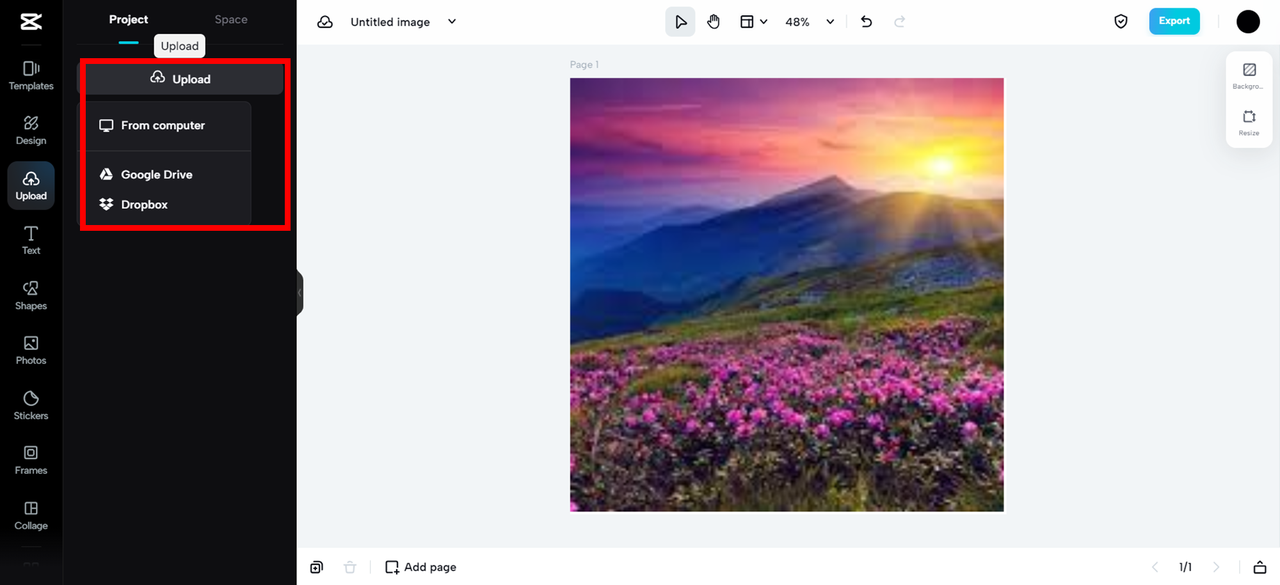 Upload media from different sources