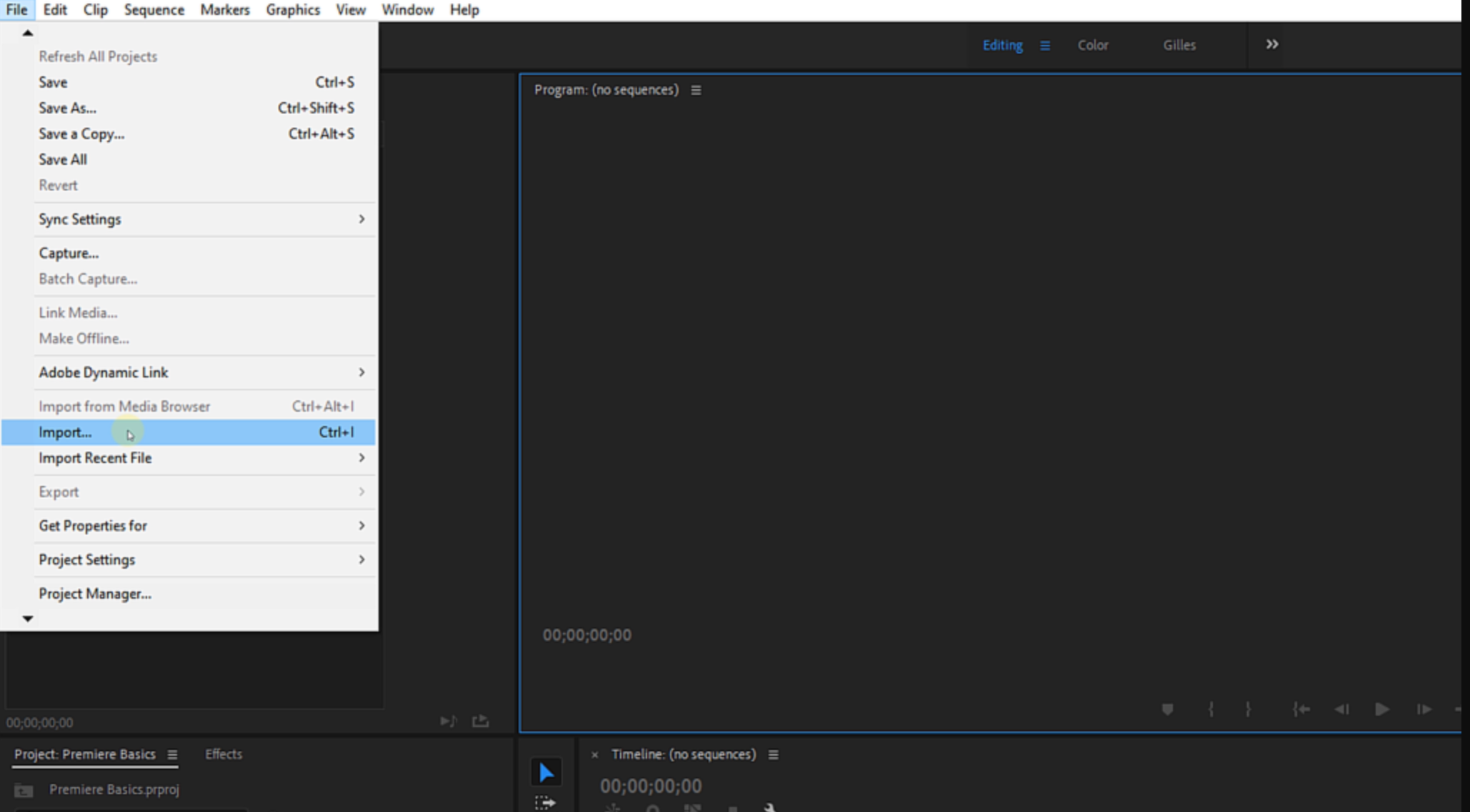 Import video footage