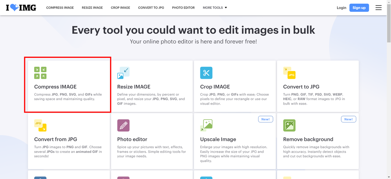 iLoveIMG JPEG Online Compression Step 1