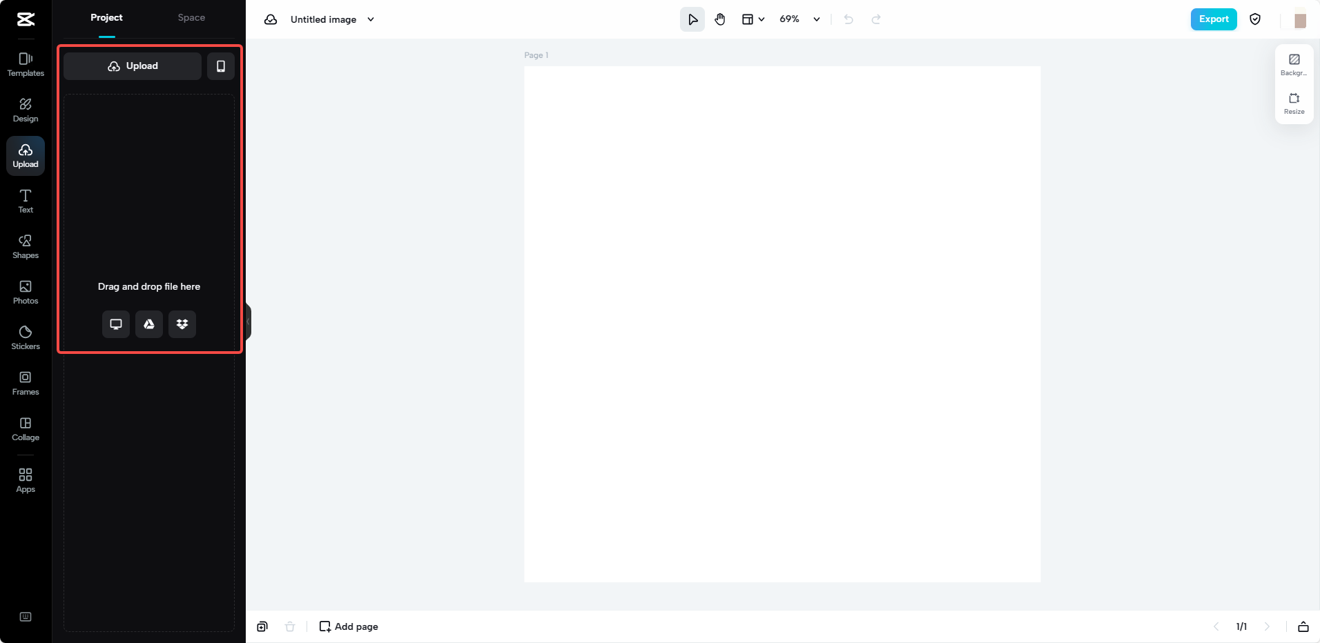 Upload media from different sources