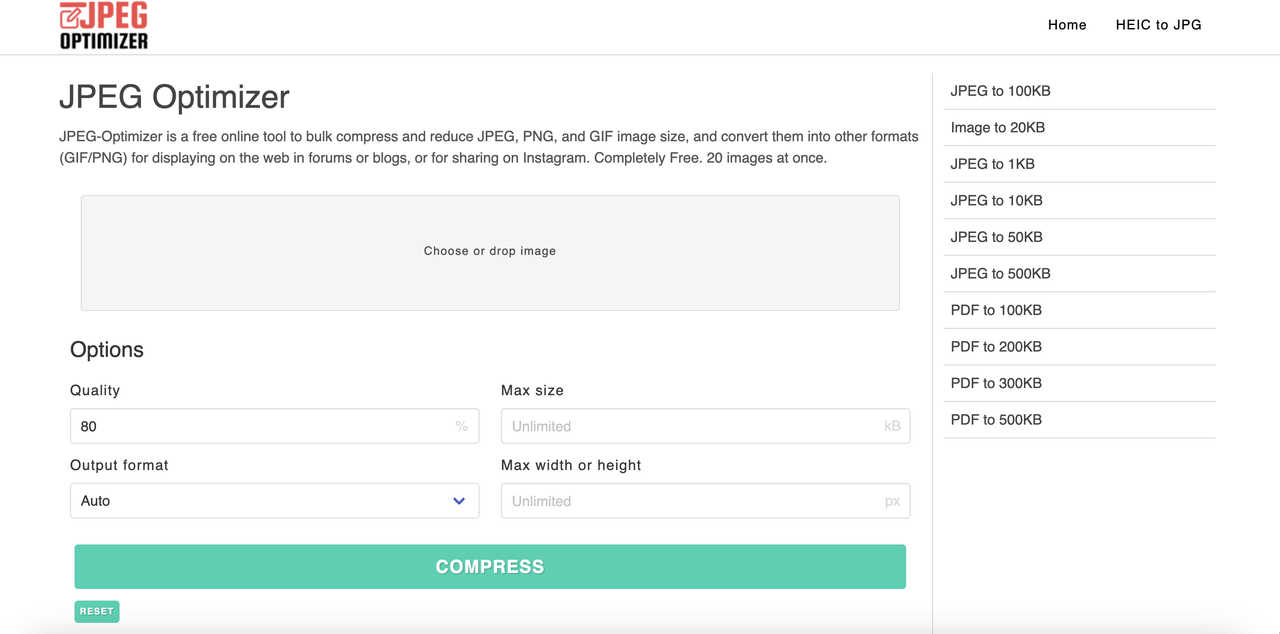 JPEG Optimizer Photo Compressor Tool for Image Compression And Editing