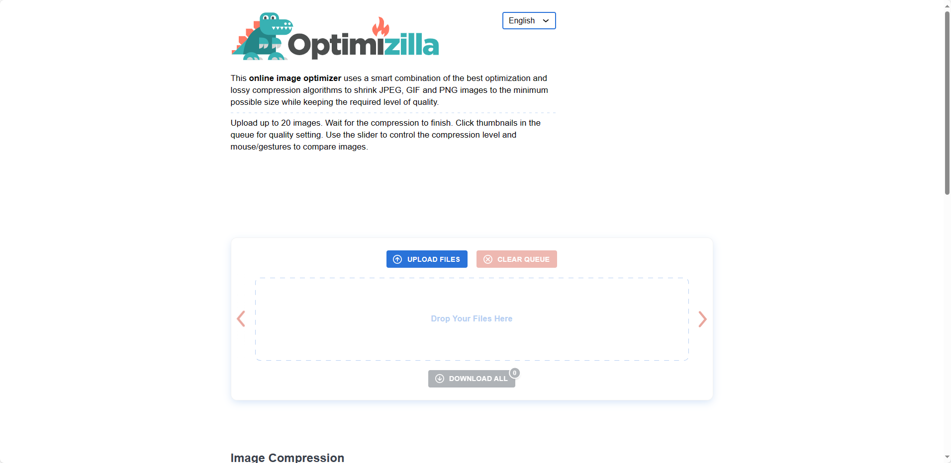 Optimizilla Photo Compressor Tool for Image Compression And Editing