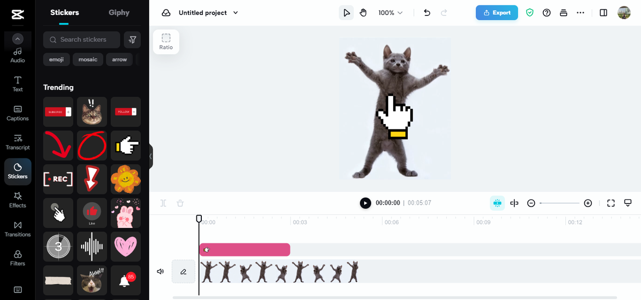 add stickers, effects, or filters