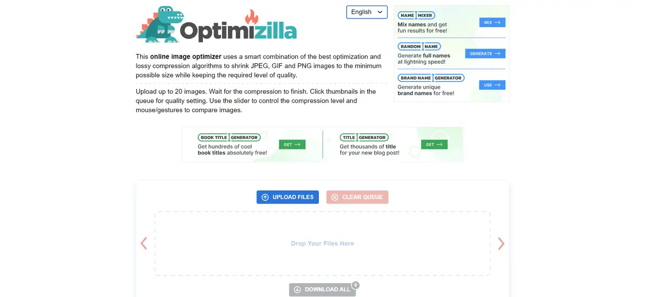 Online JPG file compressors - Optimizilla