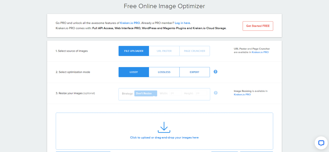 Online JPG file compressors - Kraken.io