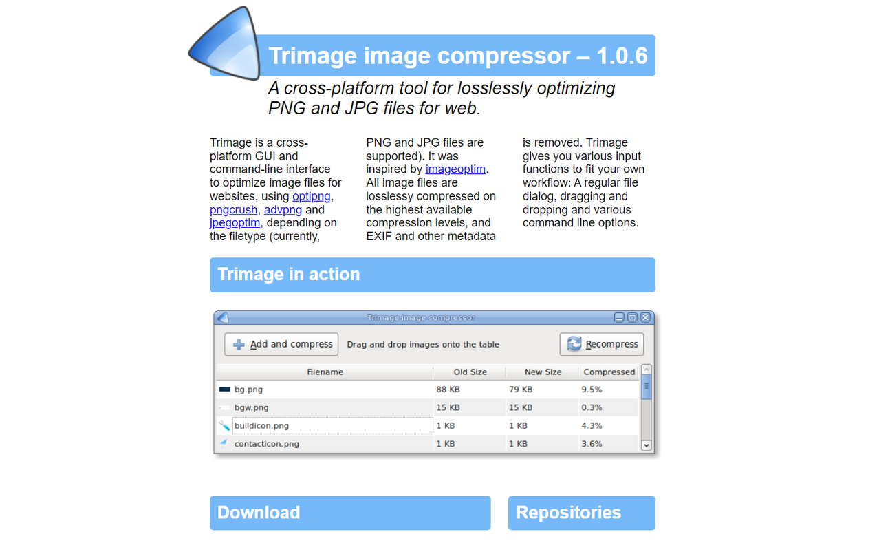 Online JPG file compressors - Trimage
