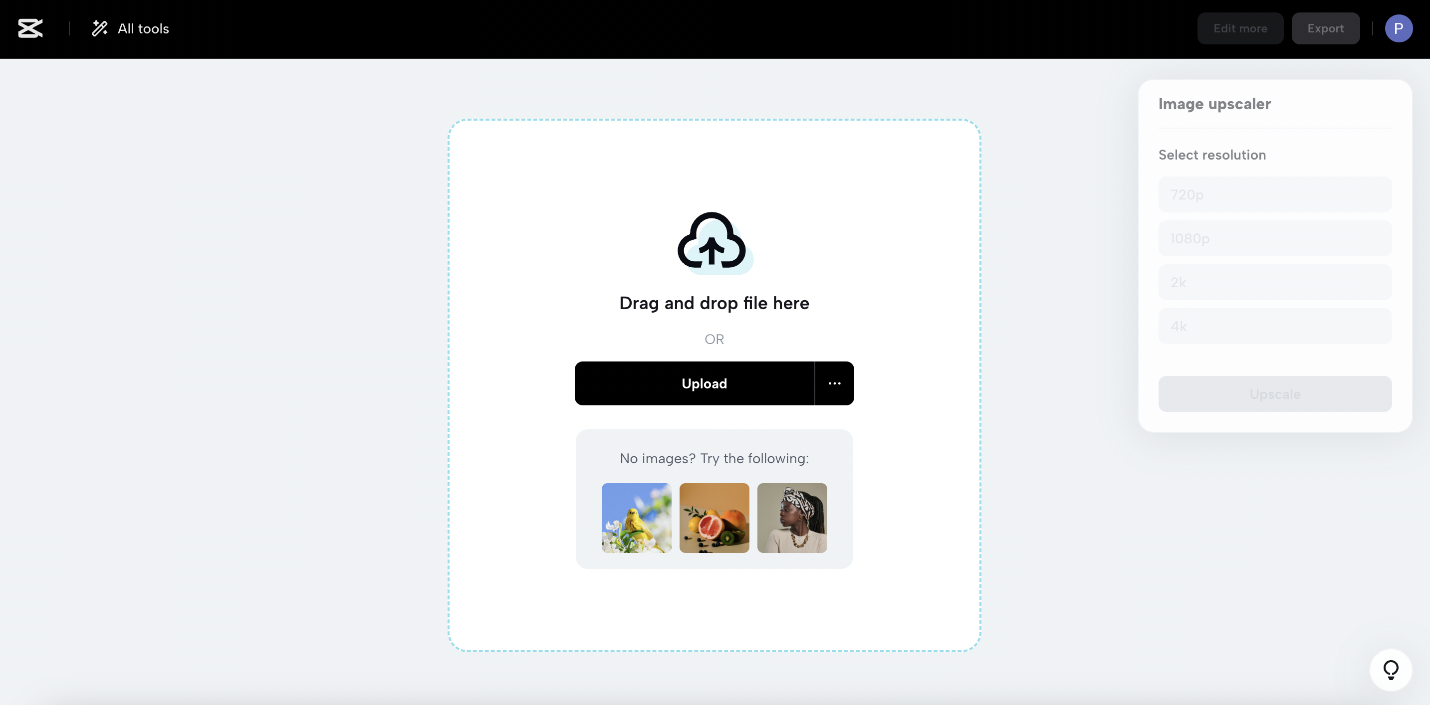 Upload image and edit