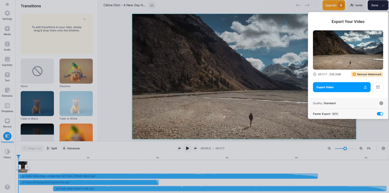 Edit MP3 with VEED.IO Step 3