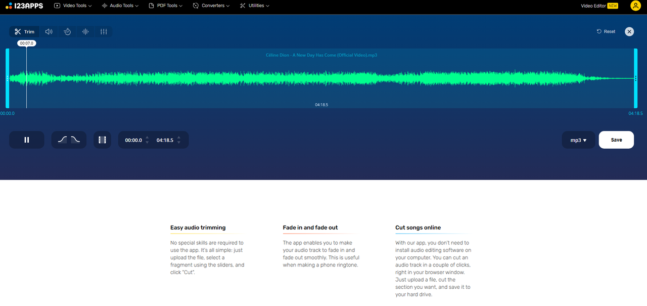 Edit MP3 with MP3Cut Step 2