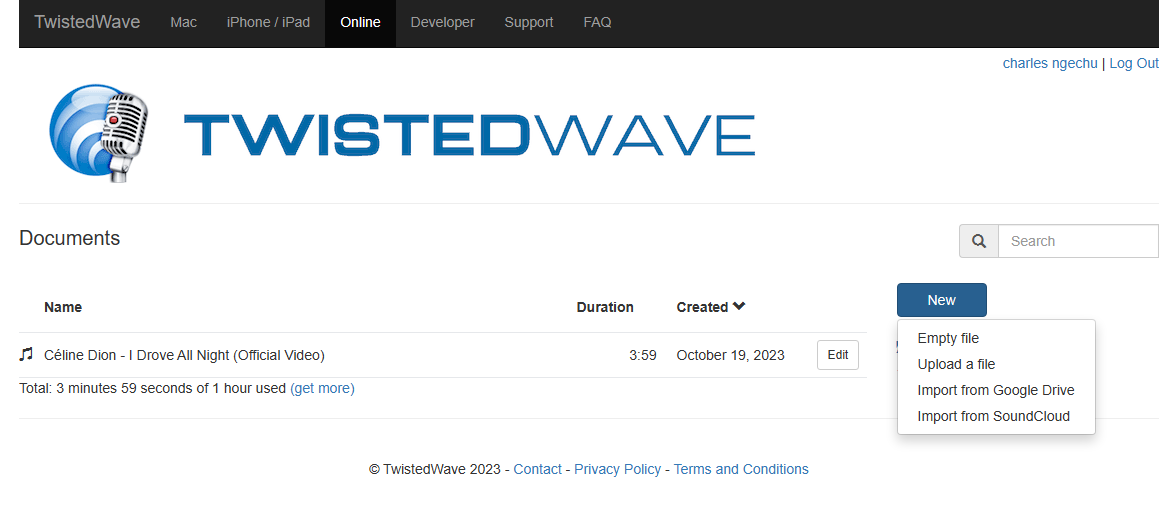 Edit MP3 with TwistedWave Step 1