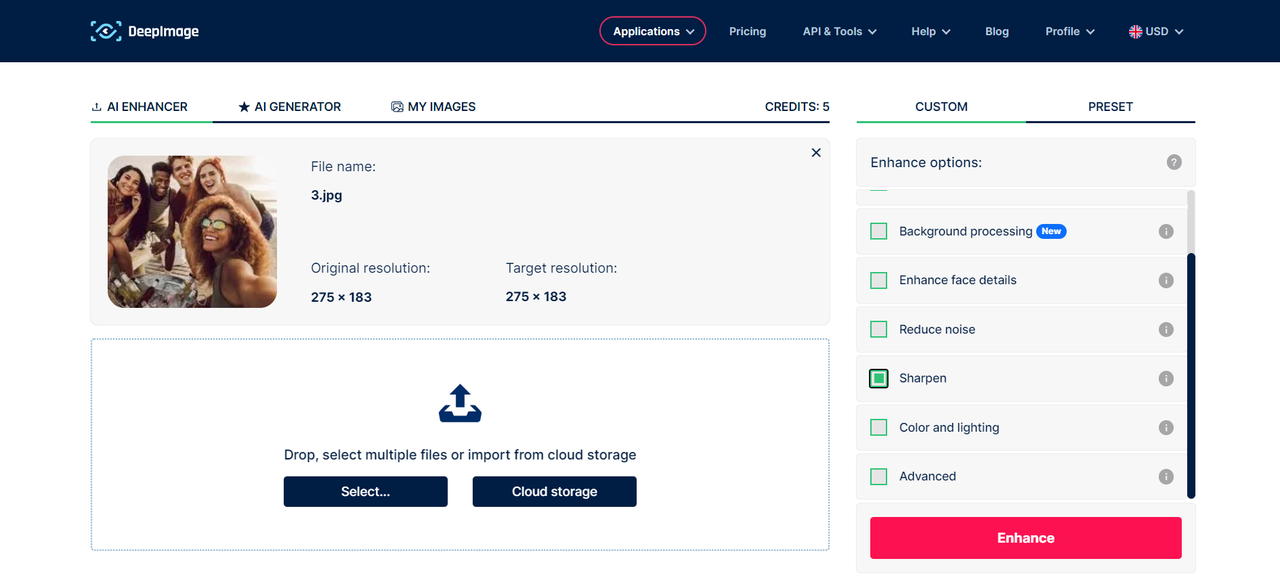 AI Sharpen Photos Online - DeepImage