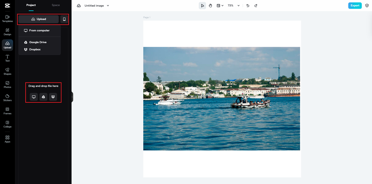 Upload your files to CapCut
