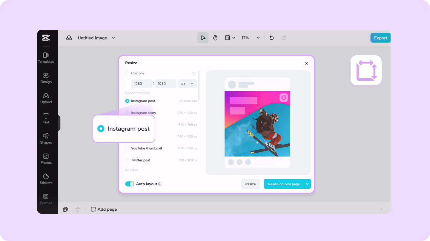 כיצד לשנות את גודל התמונות באמצעות ממיר גודל פוסט באינסטגרם