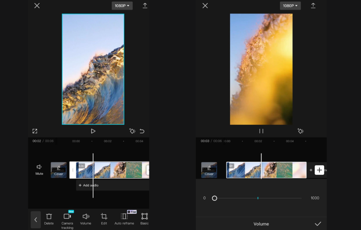Mute a video on iPhone with CapCut